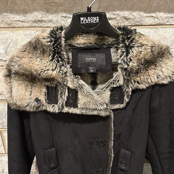 Espirit Collection faux fur suede button up winter coat size medium - Picture 7 of 11